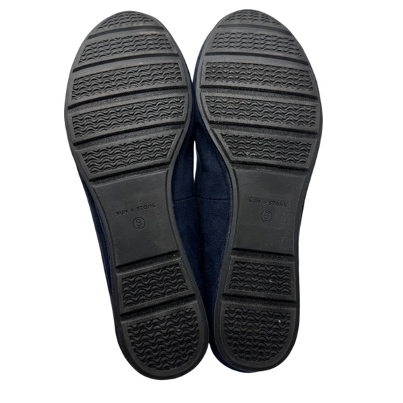 SUN STONE Navy Comfort Eliana Round Toe Slip On Ballet Flats - Picture 9 of 9